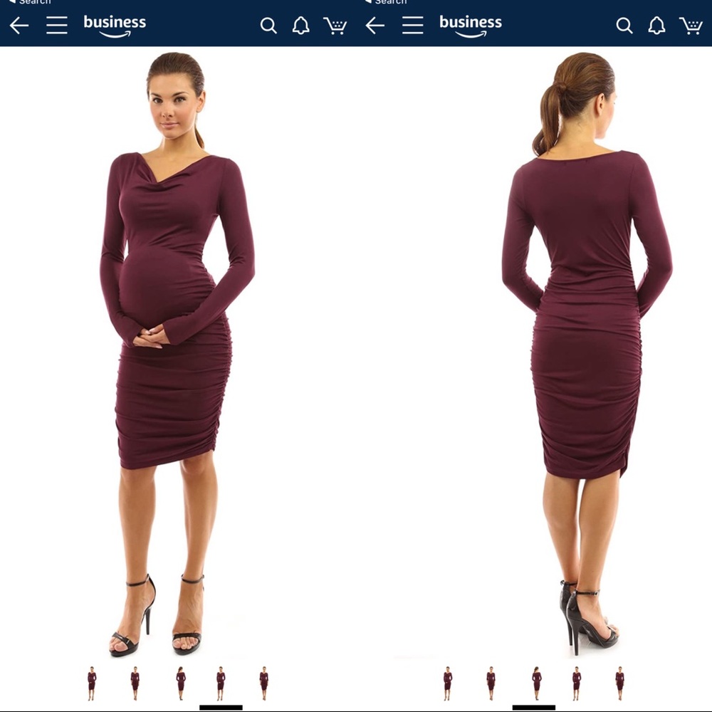 Burgundy long sleeve maternity dress